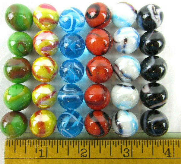 30 LARGE 1" (25mm) Replacement Marbles Aggravation Board game Solid  Color GLASS