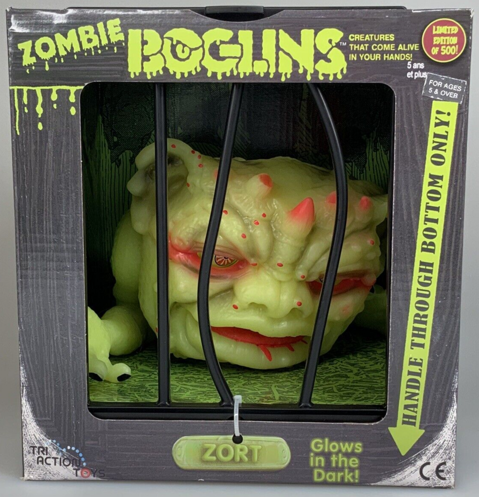 LIMITED EDITION Boglins ZOMBIE ZORT 8" Toy GLOWS Monster Puppet Box BONUS PIN