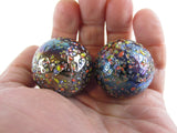 2 Boulders 35mm GLITTERBOMB Marbles glass ball Metallic Iridescent Confetti HUGE