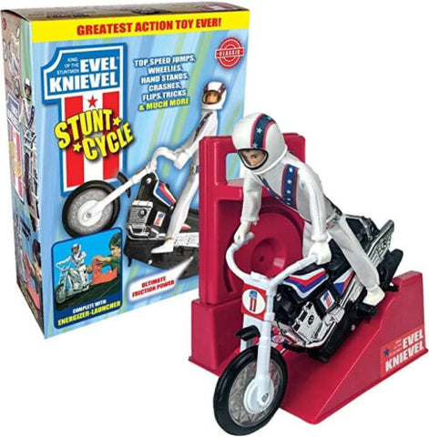 Evel Knievel Stunt Cycle Toy-Wind Up Energizer Launcher