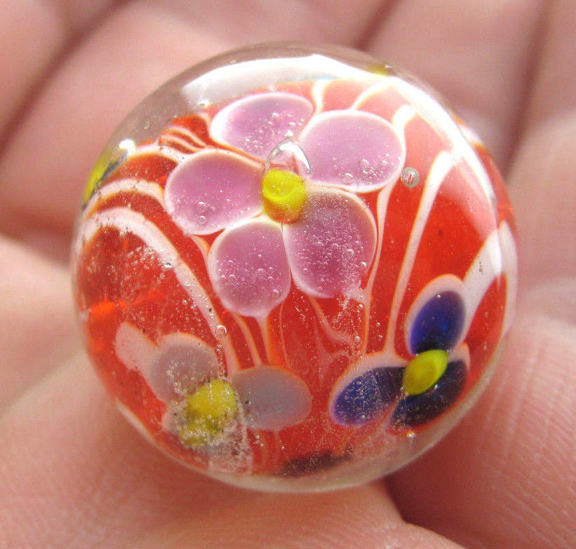 DAHLIA Handmade Art Glass Collector Marble~22mm