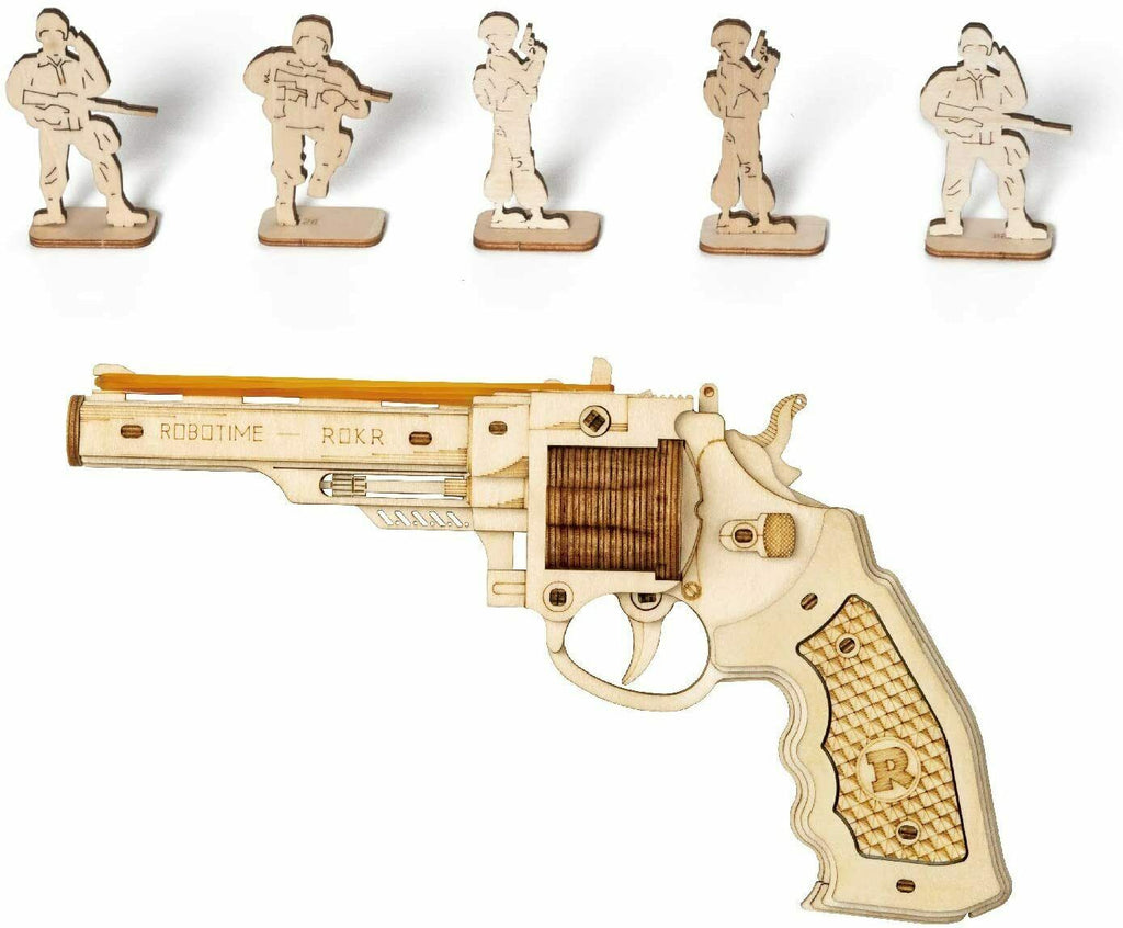 357 REVOLVER Rubber Band Gun Pistol Wood Model Kit ROKR 3D Puzzle