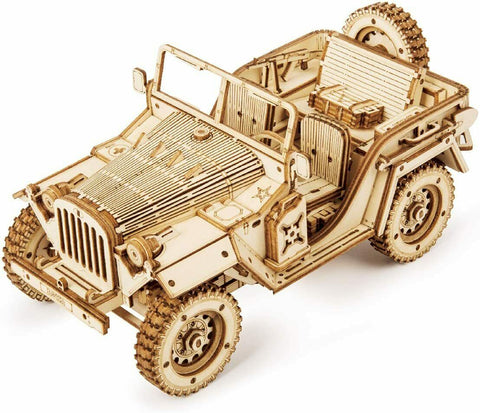 Robotime laser cut wood Army Jeep  Model Kit ROKR 3D Puzzle Toy DIY